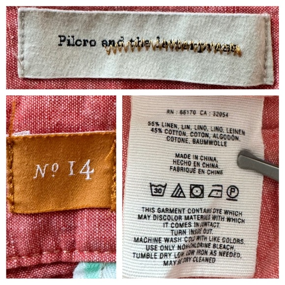 Anthropologie Pilcro Linen Blend Coral Wide Leg Trouser - Picture 8 of 11